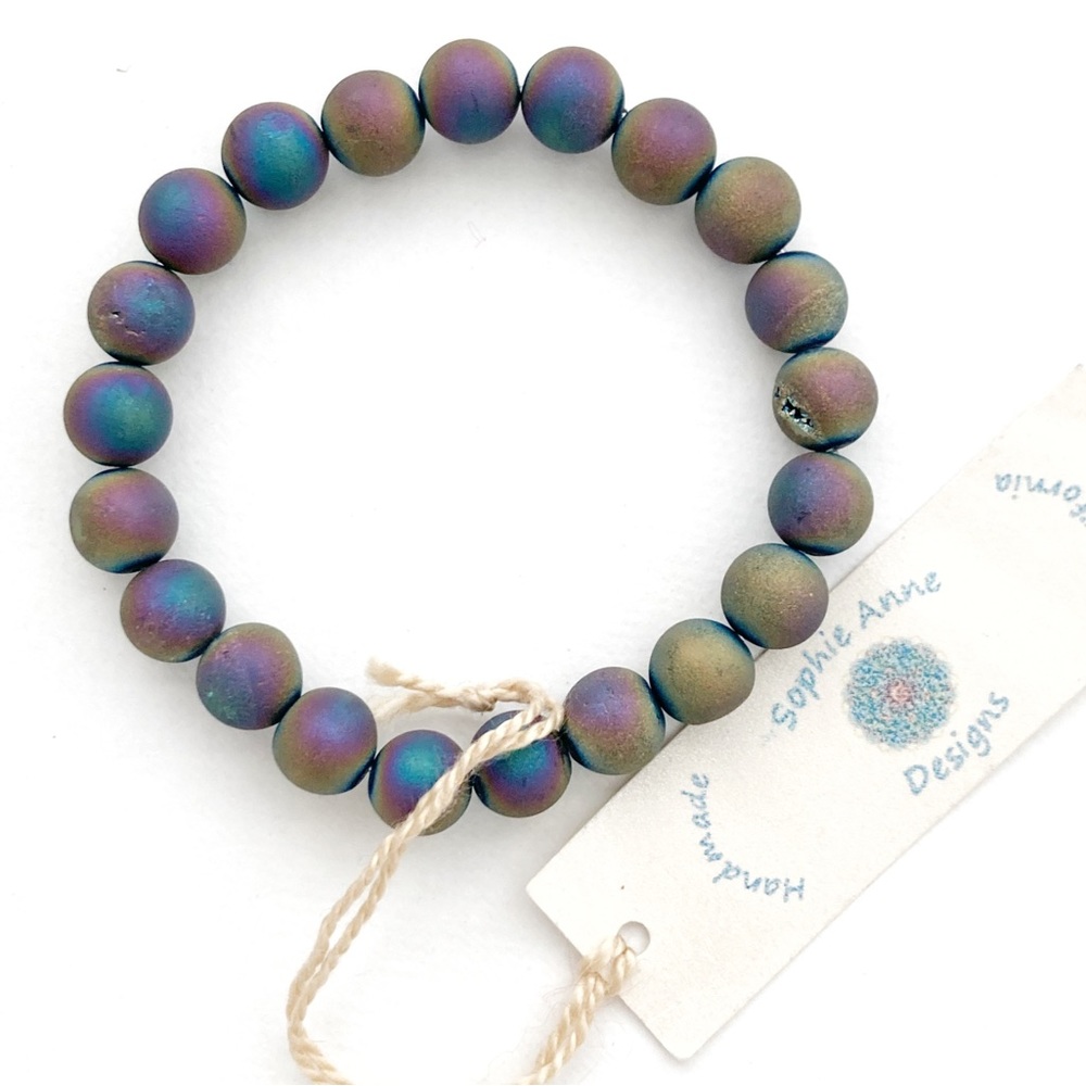 Frosted Druzy Peacock Ore Bracelet